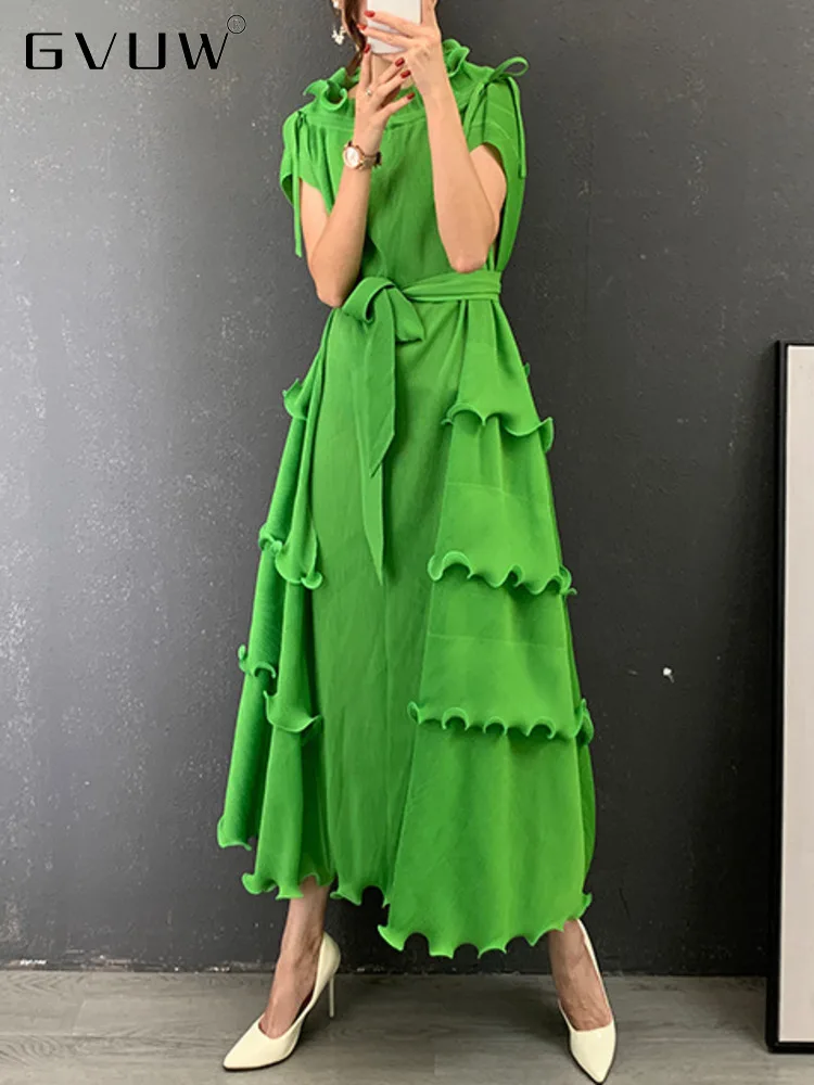 GVUW Agaric Lace Pleated Dress Round Collar 2023 Spring New Loose Short Sleeve Belt Design Solid Female Fashion Clothing 17G0579
GVUW Agaric Lace Pleated Dress Round Collar 2023 Spring New Loose Short Sleeve Belt Design Solid Female Fashion Clothing 17G0579