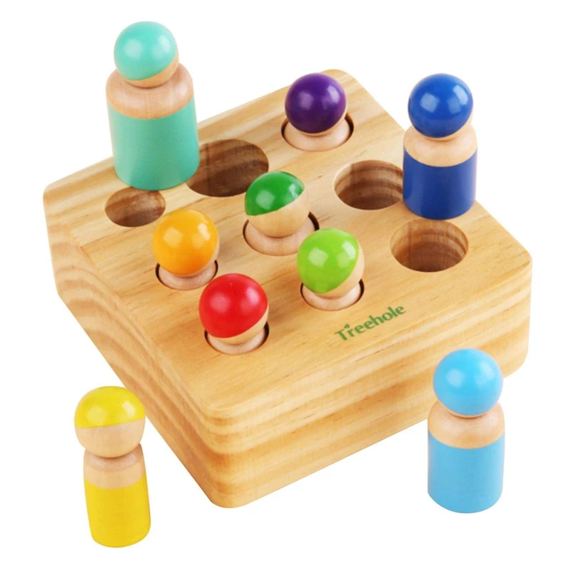 

Wooden Mini Children Building Peg Doll Toy Socket Suitable For Kindergarten Early Educational Block Toy