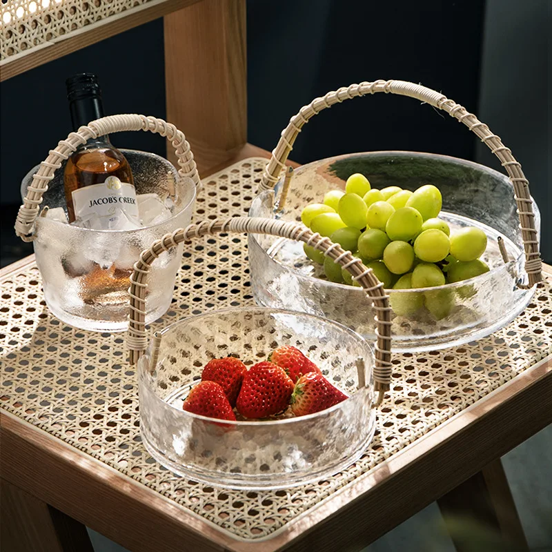 New Creative Fruit Plate Living Room Home Creative Nordic Style Bamboo Rattan Handle Glass Wine Barrel Plate Fruit Basket
New Creative Fruit Plate Living Room Home Creative Nordic Style Bamboo Rattan Handle Glass Wine Barrel Plate Fruit Basket