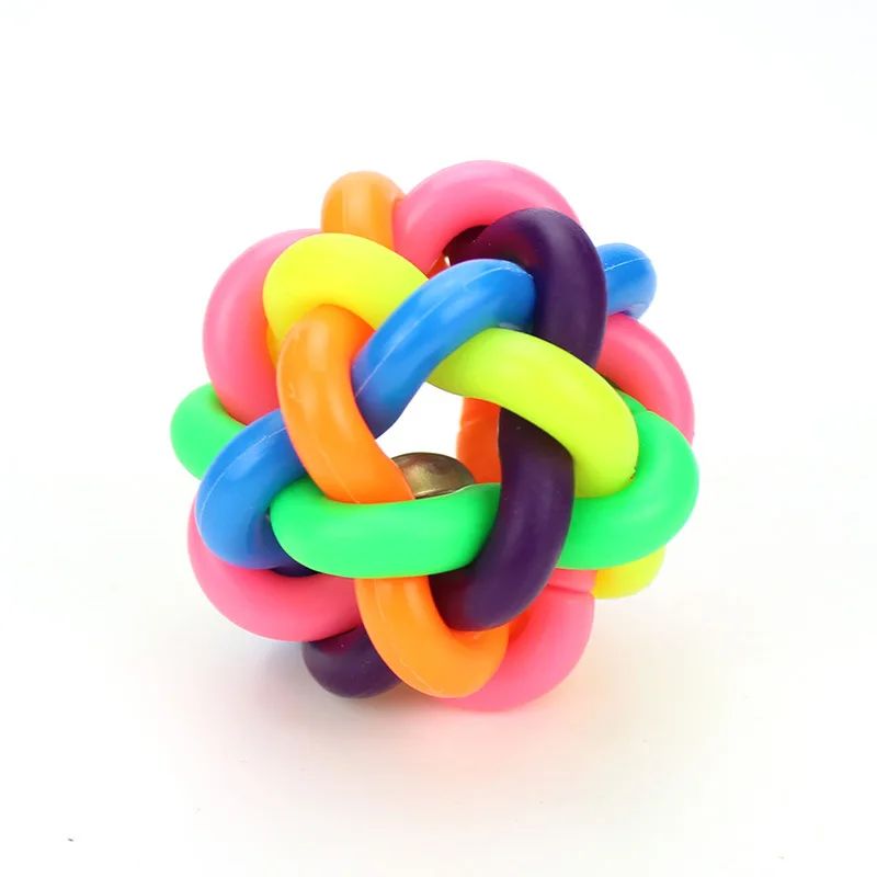 Colorful bell woven ball pet toy bouncy ball Rainbow rubber pet ball 
Colorful bell woven ball pet toy bouncy ball Rainbow rubber pet ball