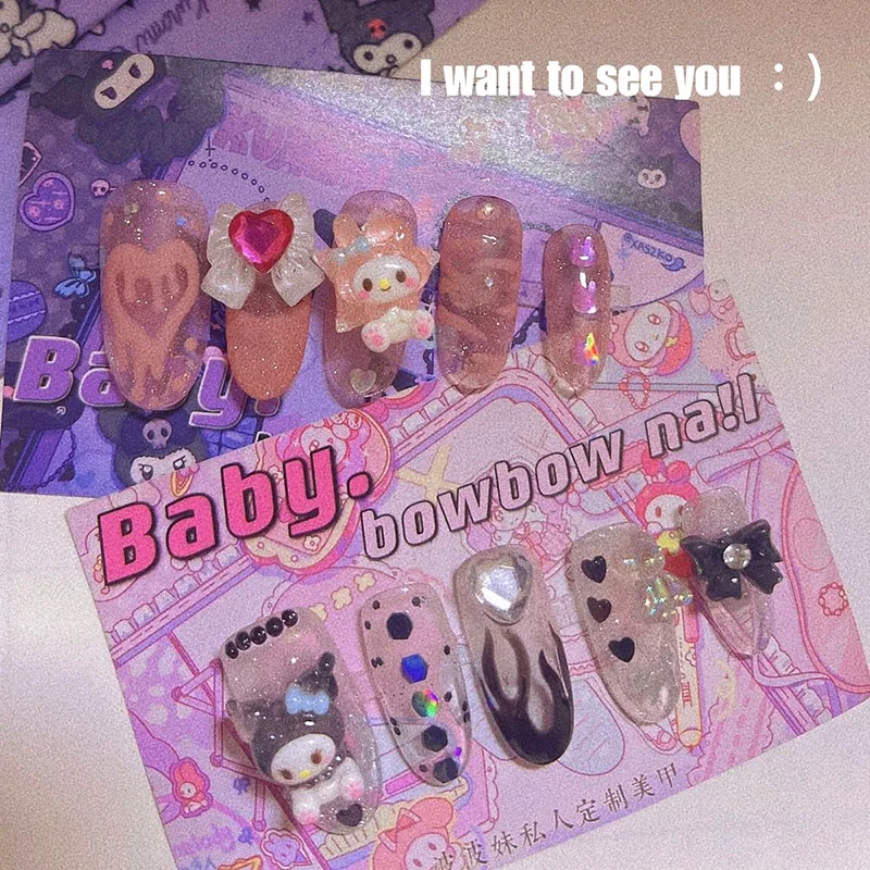Diy sanrioed Kuromi My Melody AB style bow Kawaii Cartoon 3D Handmade Nail Manicure Patch Anime Wearable Fake Nail Stickers Gift
Diy sanrioed Kuromi My Melody AB style bow Kawaii Cartoon 3D Handmade Nail Manicure Patch Anime Wearable Fake Nail Stickers Gift