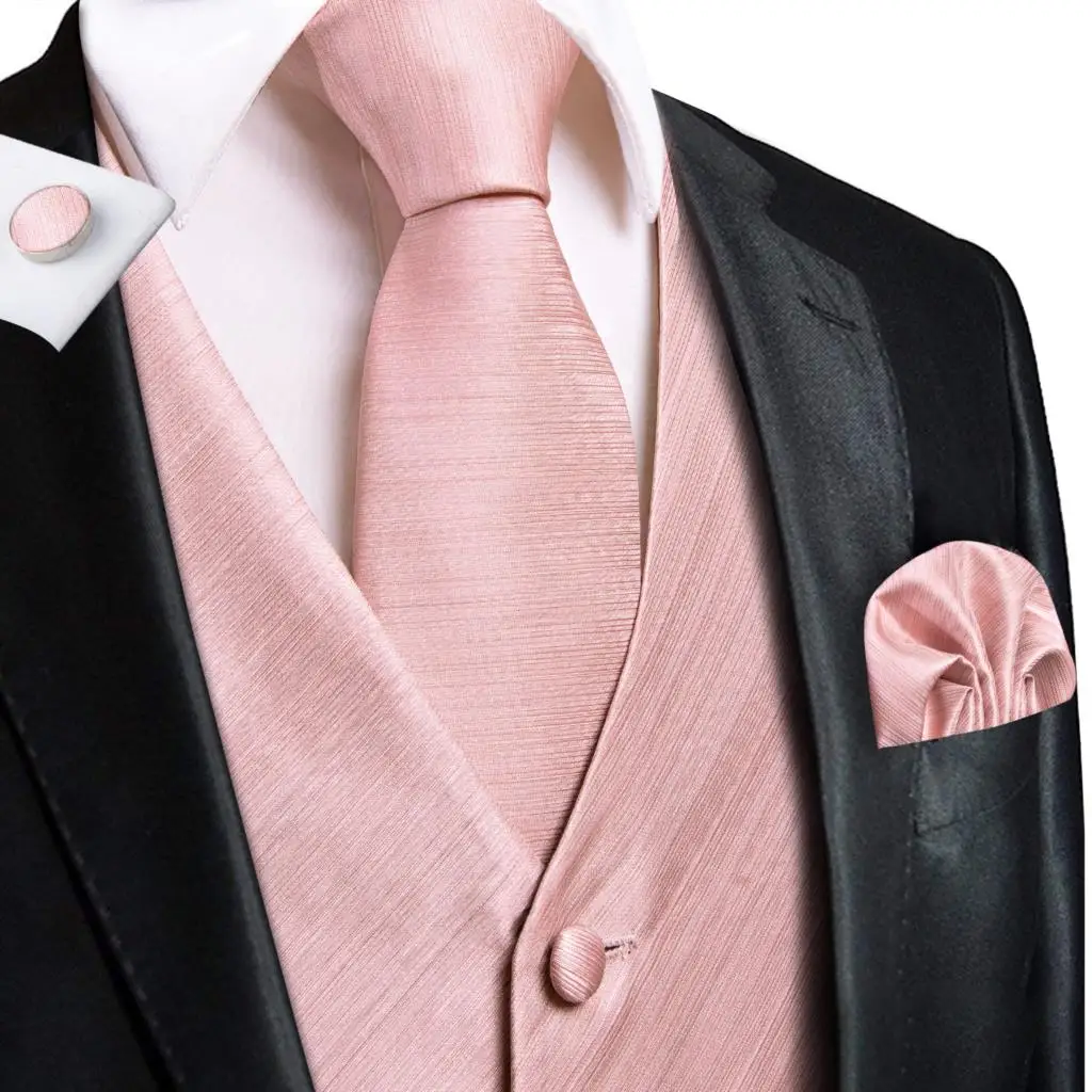 Hi-Tie Rose Pink Solid Novelty Silk Mens Slim Waistcoat Necktie Set For Suit Dress Wedding 4PCS Vest Necktie Hanky Cufflink Set
Hi-Tie Rose Pink Solid Novelty Silk Mens Slim Waistcoat Necktie Set For Suit Dress Wedding 4PCS Vest Necktie Hanky Cufflink Set