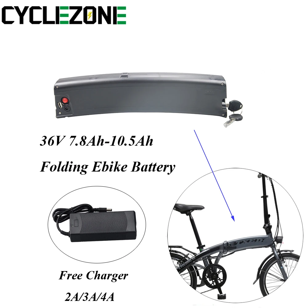 

36Volt Electric Folding Bike Battery Motiv Stash Evelo Jupiter 36V 7.8Ah 9.6Ah 10Ah 10.5Ah 250W Foldable Ebike Lithium Battery