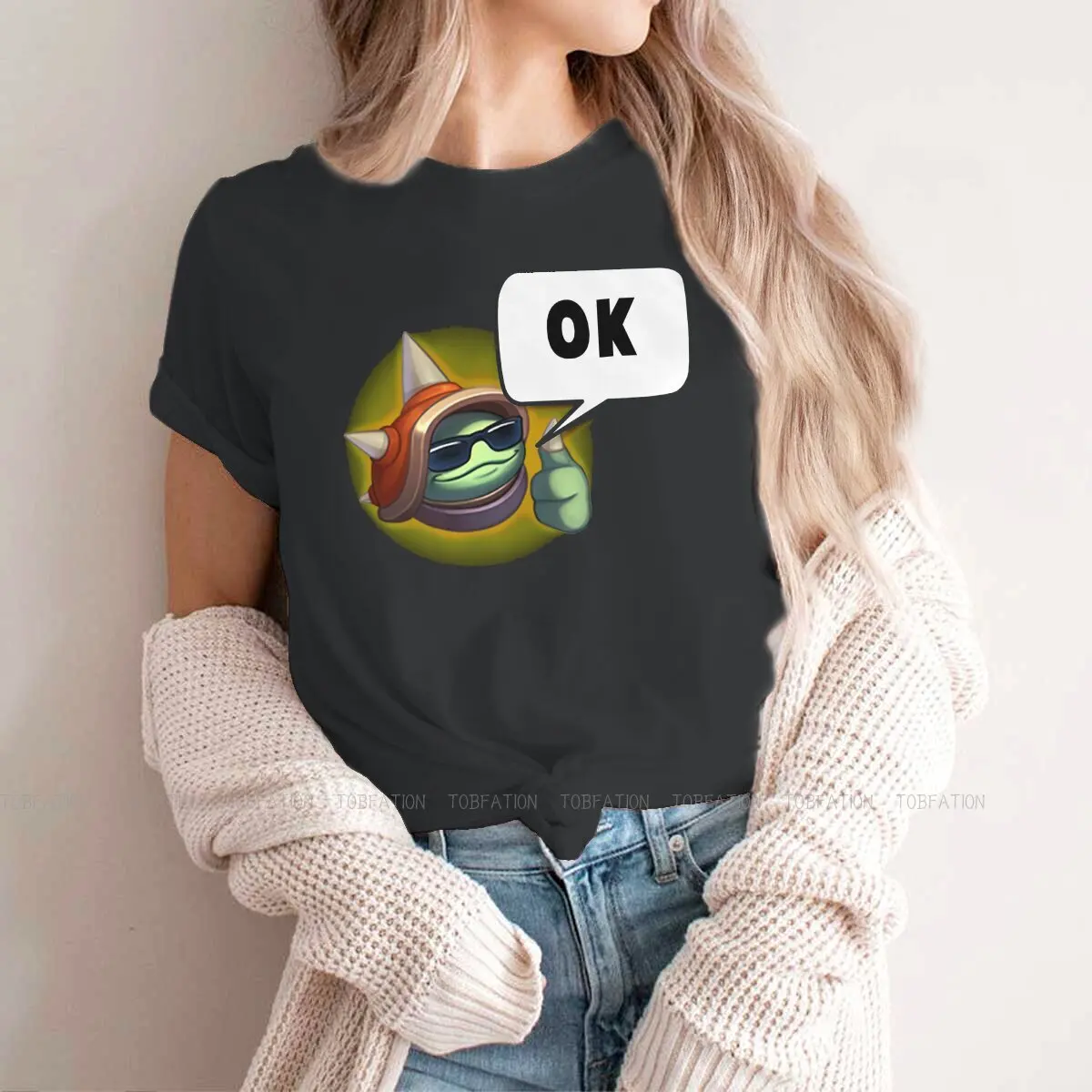 Rammus Emote OK League of Legends Милая женская футболка для девочек Of LOL 5XL Blusas Harajuku