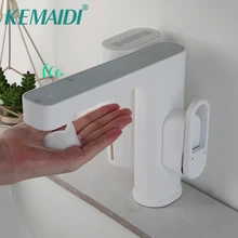 KEMAIDI Automatic Inflated Sensor Faucet Crane Single Handle Bathroom Sink Faucets with Soap Dispenser Combo Deck Mounted