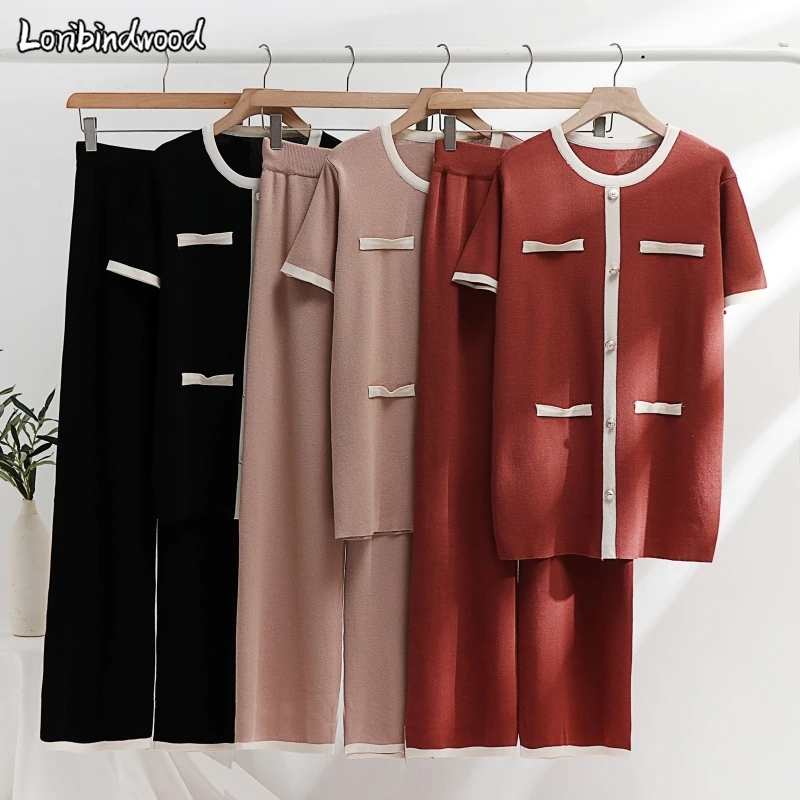 Женский трикотажный спортивный костюм из двух предметов с круглым вырезом, женский свитер с широкими штанинами, штаны для бега, пуловер, свитер, комплект, вязаная верхняя одежда 
Женский трикотажный спортивный костюм из двух предметов с круглым вырезом, женский свитер с широкими штанинами, штаны для бега, пуловер, свитер, комплект, вязаная верхняя одежда