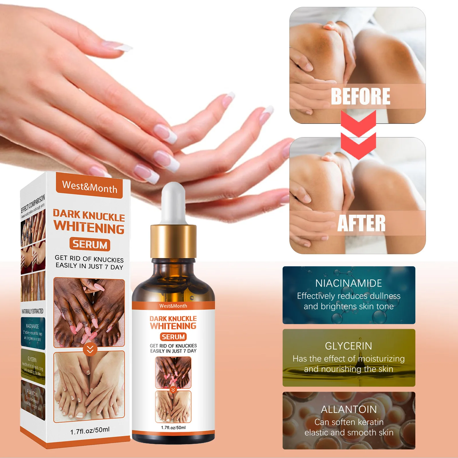 50g Body Whitening Serum Oil Joint De-blackening Lighten Melanin Knee Ankle Corner Brighten Corrector Skin Rejuvenation Bleach
50g Body Whitening Serum Oil Joint De-blackening Lighten Melanin Knee Ankle Corner Brighten Corrector Skin Rejuvenation Bleach