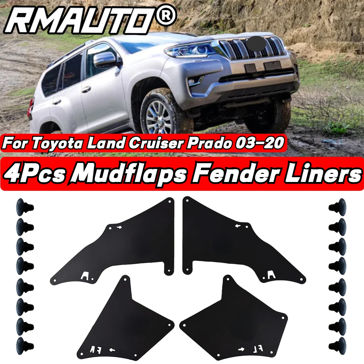 RMAUTO Mud Flaps For Toyota Land Cruiser Prado 03-20 Splash Guards Mudflap Fender Liner Shield 5388635020 5373535150 5373635150
RMAUTO Mud Flaps For Toyota Land Cruiser Prado 03-20 Splash Guards Mudflap Fender Liner Shield 5388635020 5373535150 5373635150