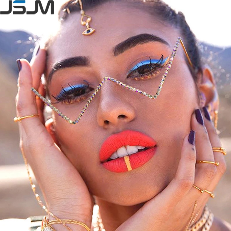 JSJM Vintage Luxury Lensless Sun Glasses Decoration Women Colorful Semi Metal Frame Fashion Rainbow Diamond Decoration Eyewear
JSJM Vintage Luxury Lensless Sun Glasses Decoration Women Colorful Semi Metal Frame Fashion Rainbow Diamond Decoration Eyewear