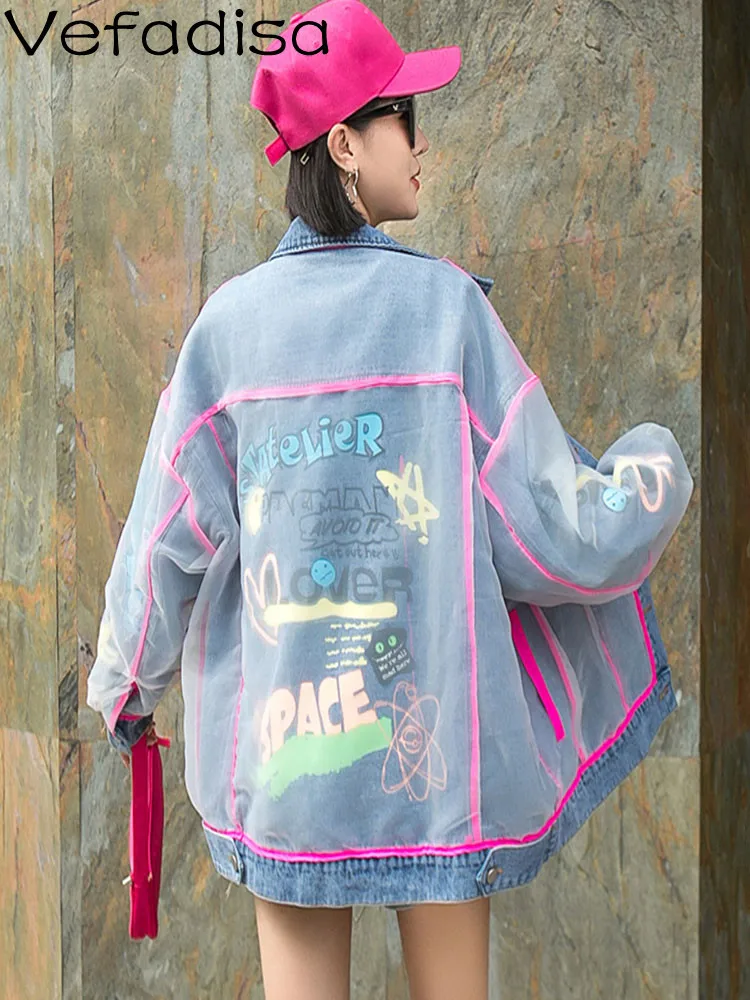 Vefadisa 2023 Spring Autumn Fashion Design Mesh Splicing Graffiti Personalized Denim Jacket Women Sping Autumn LZP033
Vefadisa 2023 Spring Autumn Fashion Design Mesh Splicing Graffiti Personalized Denim Jacket Women Sping Autumn LZP033
