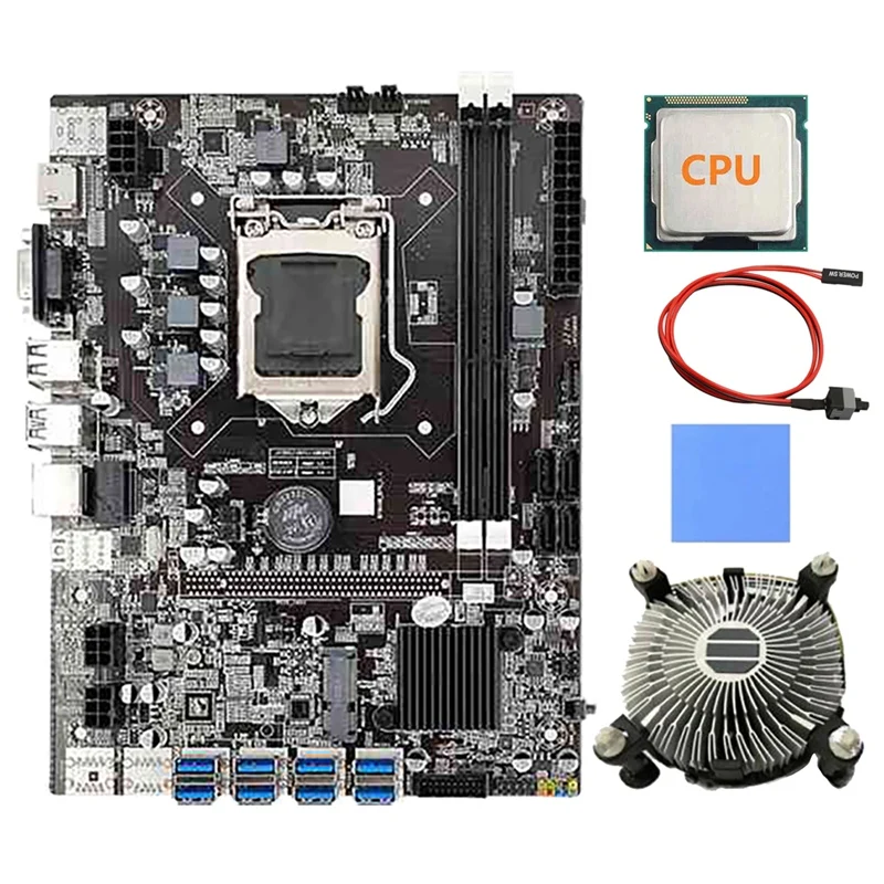 B75 BTC Mining Motherboard With Random CPU+Fan+Thermal Pad+Switch Cable 8 USB3.0 Slot LGA1155 DDR3 RAM SATA3.0 ETH Miner
B75 BTC Mining Motherboard With Random CPU+Fan+Thermal Pad+Switch Cable 8 USB3.0 Slot LGA1155 DDR3 RAM SATA3.0 ETH Miner