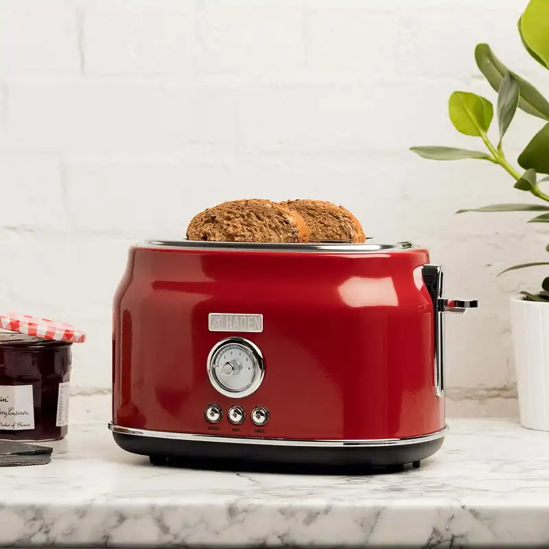 

2-Slice Wide Slot Stainless Steel Countertop Retro Toaster Red - 75001