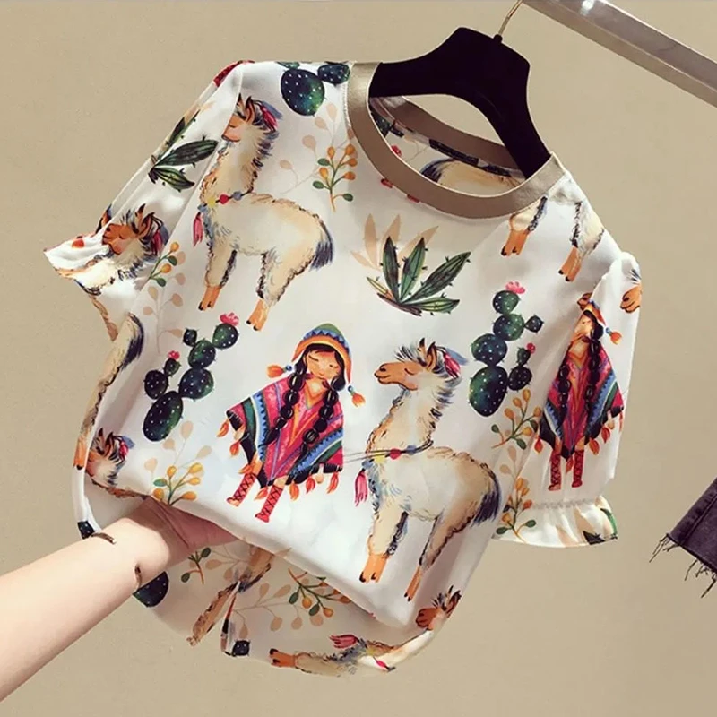 2022 summer casual daily printing shirts Women's chiffon Blouses Spring Summer short sleeve Tops
2022 summer casual daily printing shirts Women's chiffon Blouses Spring Summer short sleeve Tops