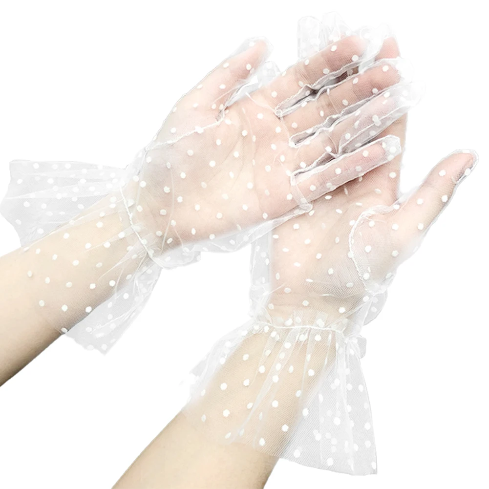 1pair Gift Prom Party Retro Dinner Thin Full Finger Elegant Polka Dot Lace Tulle Wedding Gloves For Bride Accessories Short
1pair Gift Prom Party Retro Dinner Thin Full Finger Elegant Polka Dot Lace Tulle Wedding Gloves For Bride Accessories Short