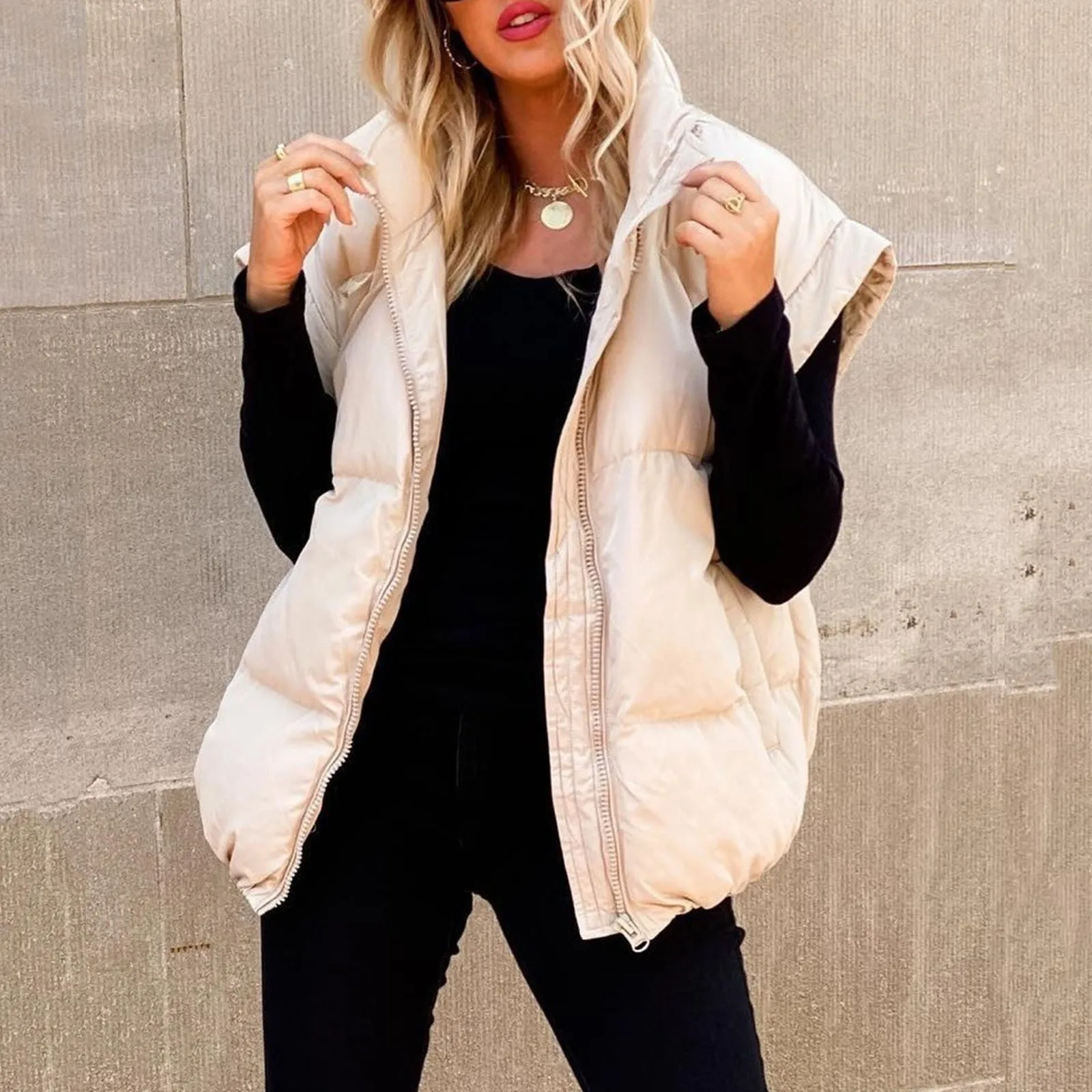 Women'S Vest Sleeveless Zip Up Quilted Coat Stand Collar Gilet Jacket With Pockets Casual Loose Preppy Style Autumn Winter
Women'S Vest Sleeveless Zip Up Quilted Coat Stand Collar Gilet Jacket With Pockets Casual Loose Preppy Style Autumn Winter
