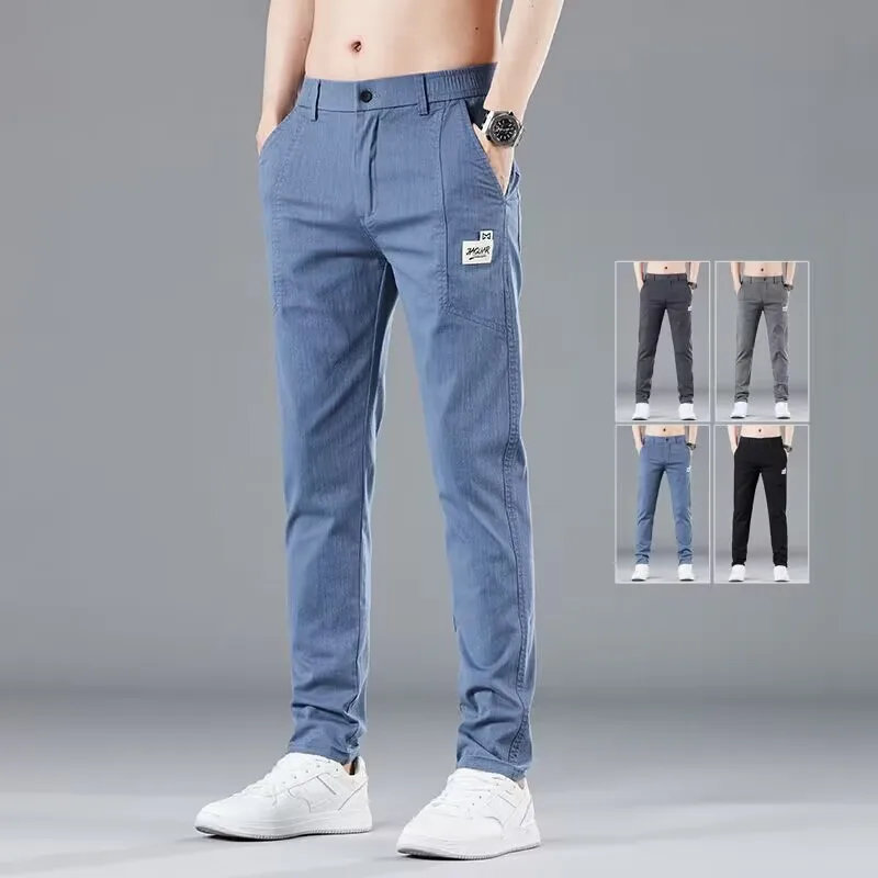 Spring Summer Elastic Waist Design Men's Thin Casual Pants Korean Fashion Cotton Stretch Business Trousers Male Grey Blue
Spring Summer Elastic Waist Design Men's Thin Casual Pants Korean Fashion Cotton Stretch Business Trousers Male Grey Blue
