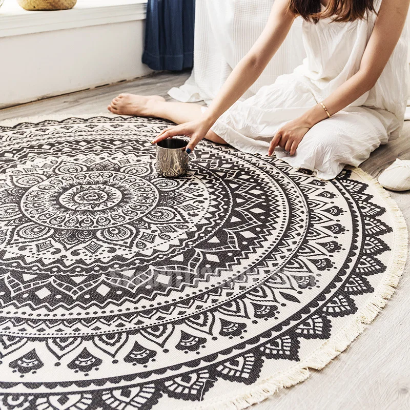 Cotton Linen Retro Round Large Carpet Bedroom Bedside Mat Living Room Coffee Table Mat Bedside Blanket Foot Mat Machine Washable
Cotton Linen Retro Round Large Carpet Bedroom Bedside Mat Living Room Coffee Table Mat Bedside Blanket Foot Mat Machine Washable