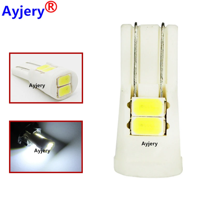 

AYJERY 100 PCS Ceramic W5W T10 194 168 5730 6 SMD 5630 Bright White Wedge Side Clearance Lamp 194 168 Signal Light Reading Lamp