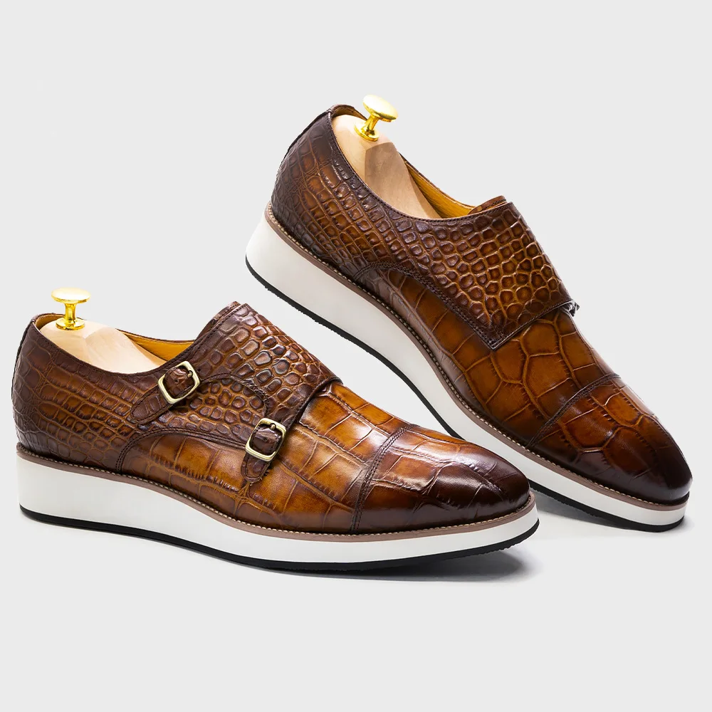 Classic Men's Casual Shoes Calf Leather Crocodile Pattern Elevator Shoes Men Leather Original Fashion Buckle Monk Strap Sneakers
Classic Men's Casual Shoes Calf Leather Crocodile Pattern Elevator Shoes Men Leather Original Fashion Buckle Monk Strap Sneakers