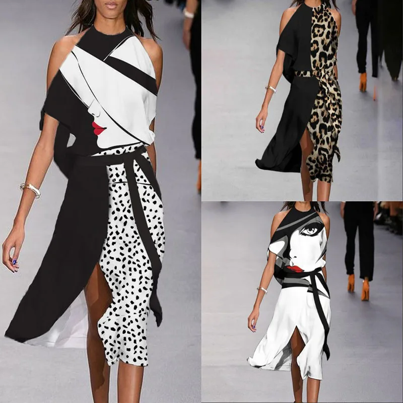Retro Pattern Print Dress Women Sexy Elegant Short Sleeve Off Shoulder Midi Dresses Summer Office Halter Loose Slit Party Dress
Retro Pattern Print Dress Women Sexy Elegant Short Sleeve Off Shoulder Midi Dresses Summer Office Halter Loose Slit Party Dress