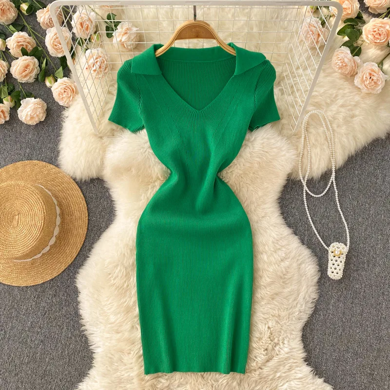 2022 Summer New Temperament V-neck Simple Solid Color Slim Thin Sexy Fashion Hip Knit Dress
2022 Summer New Temperament V-neck Simple Solid Color Slim Thin Sexy Fashion Hip Knit Dress