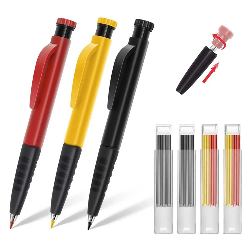 Solid Carpenter Pencils 3PCS Set , Carpenter Pencils,Long Nosed Deep Hole Pencil Marker With Built In Sharpener
Solid Carpenter Pencils 3PCS Set , Carpenter Pencils,Long Nosed Deep Hole Pencil Marker With Built In Sharpener