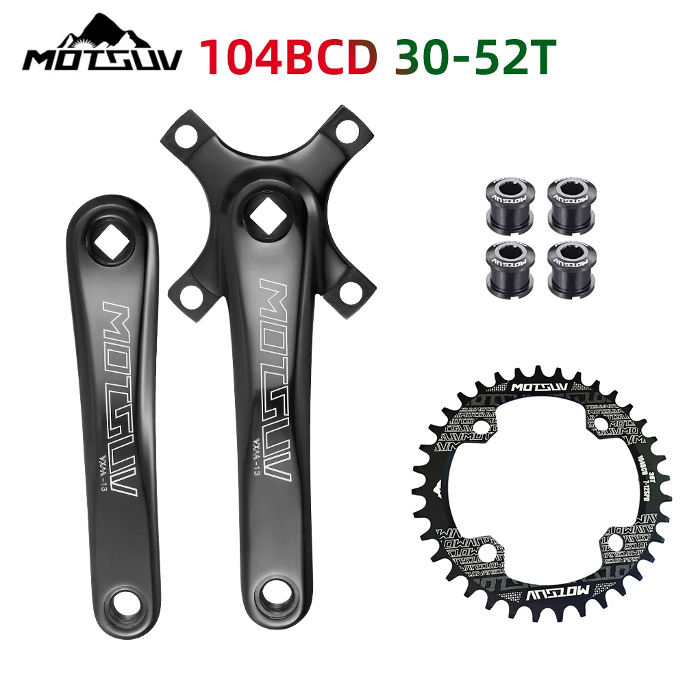 MOTSUV 170mm Bicycle 104BCD Square Hole Crankset,104 30-52T Narrow Wide Chainwheel Sprocket,MTB Bike Crank Arms,with Bolts
MOTSUV 170mm Bicycle 104BCD Square Hole Crankset,104 30-52T Narrow Wide Chainwheel Sprocket,MTB Bike Crank Arms,with Bolts