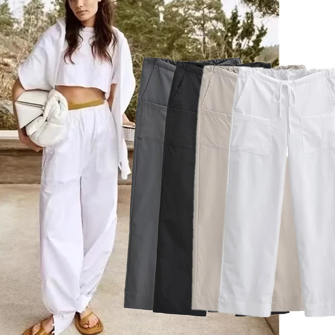 Maxdutti Drawstring Loose Trousers Women American Vintage Multicolor Pockets Cargo Pants
Maxdutti Drawstring Loose Trousers Women American Vintage Multicolor Pockets Cargo Pants