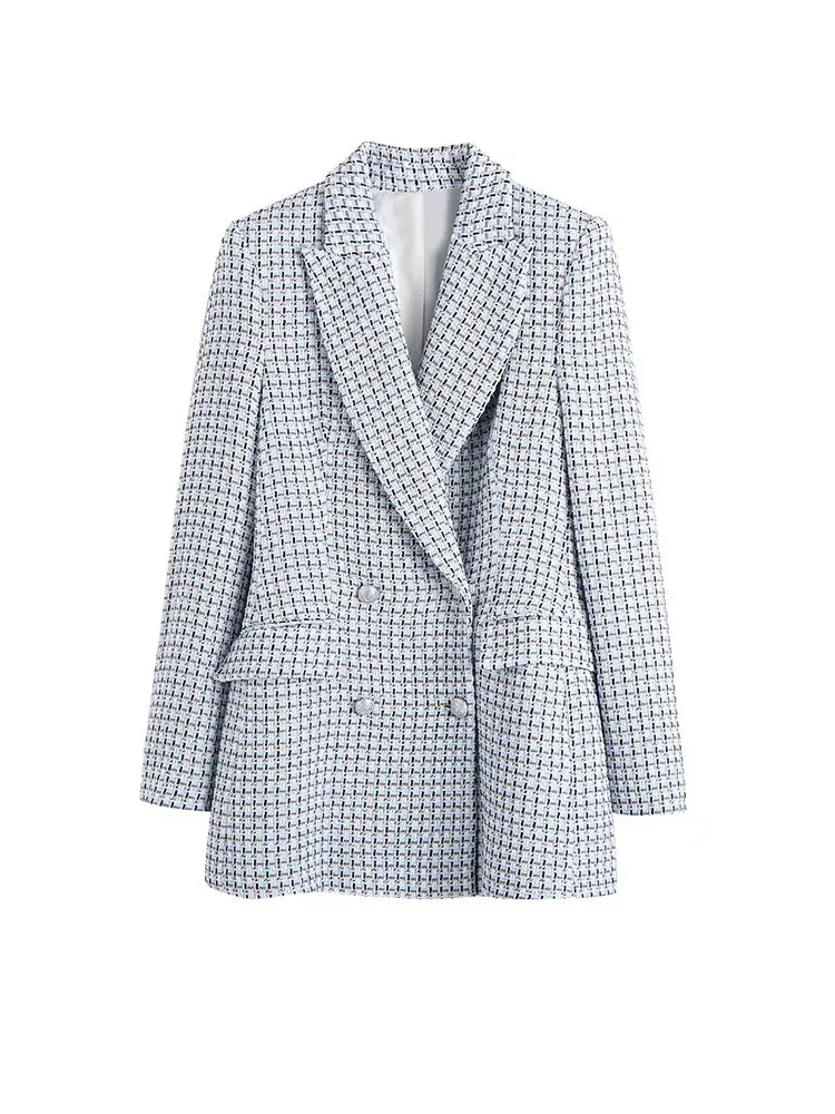 Nlzgmsj ZBZA 2022 Fashion Casual Double Breasted Tweed Women Blazer Jacket Spring Jacket Female Office Lady Streetwear 202203
Nlzgmsj ZBZA 2022 Fashion Casual Double Breasted Tweed Women Blazer Jacket Spring Jacket Female Office Lady Streetwear 202203