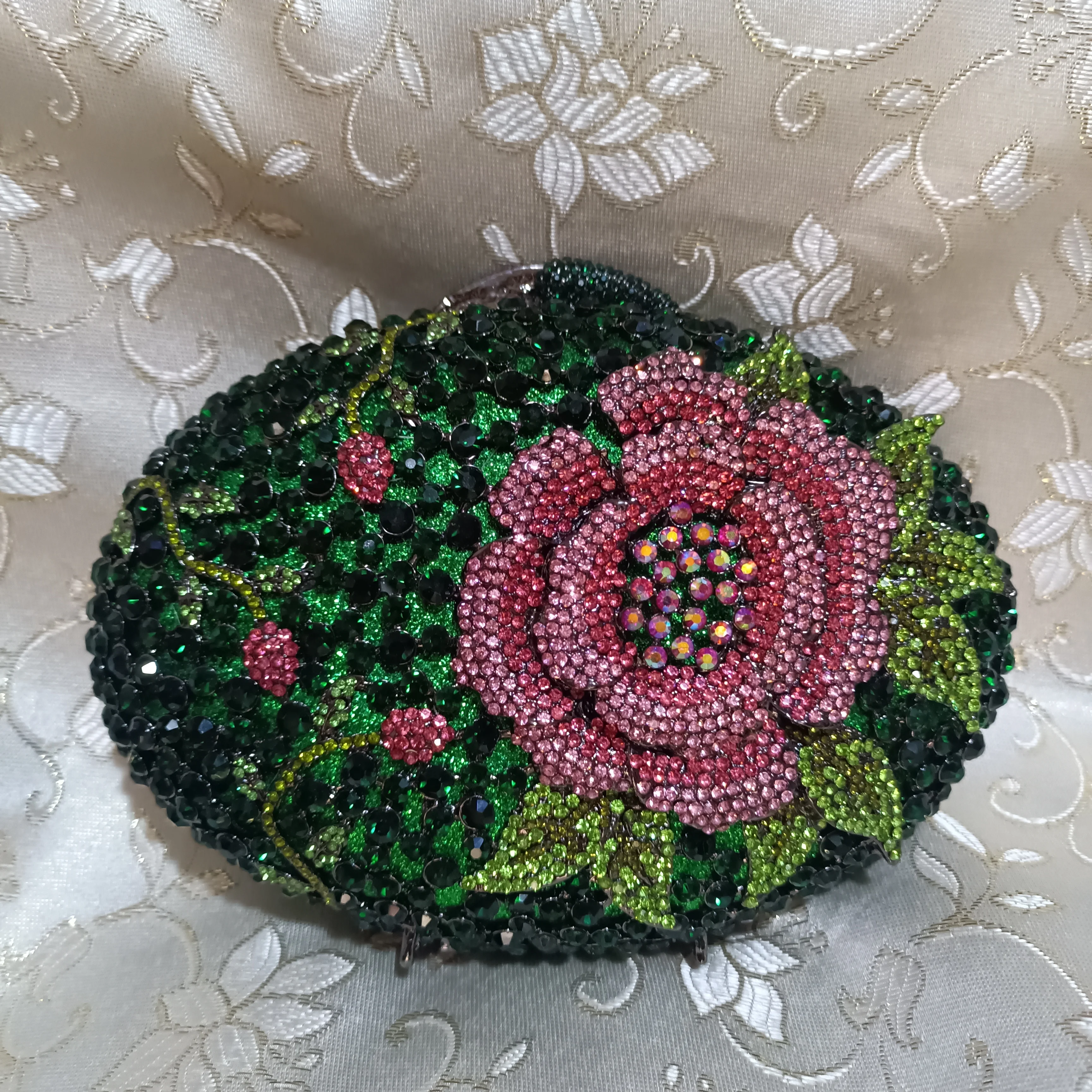 Green Pink Flower Metal Elegant Gala Crystal Purse Banquet Diamond Dinner Birthday Party Handbag Woman Wedding Bridal Female Bag
Green Pink Flower Metal Elegant Gala Crystal Purse Banquet Diamond Dinner Birthday Party Handbag Woman Wedding Bridal Female Bag