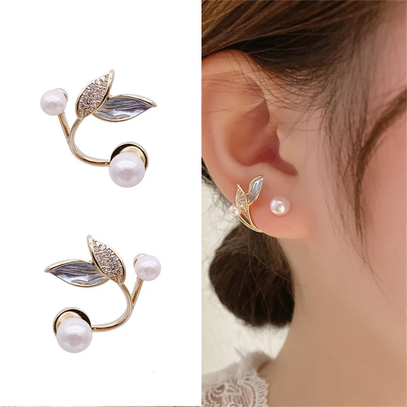 Korean Elegant Leaves Back Hanging Pearl Earrings For Women French Luxury Butterfly Fishtail Flower Zircon Stud Earring Jewelry
Korean Elegant Leaves Back Hanging Pearl Earrings For Women French Luxury Butterfly Fishtail Flower Zircon Stud Earring Jewelry