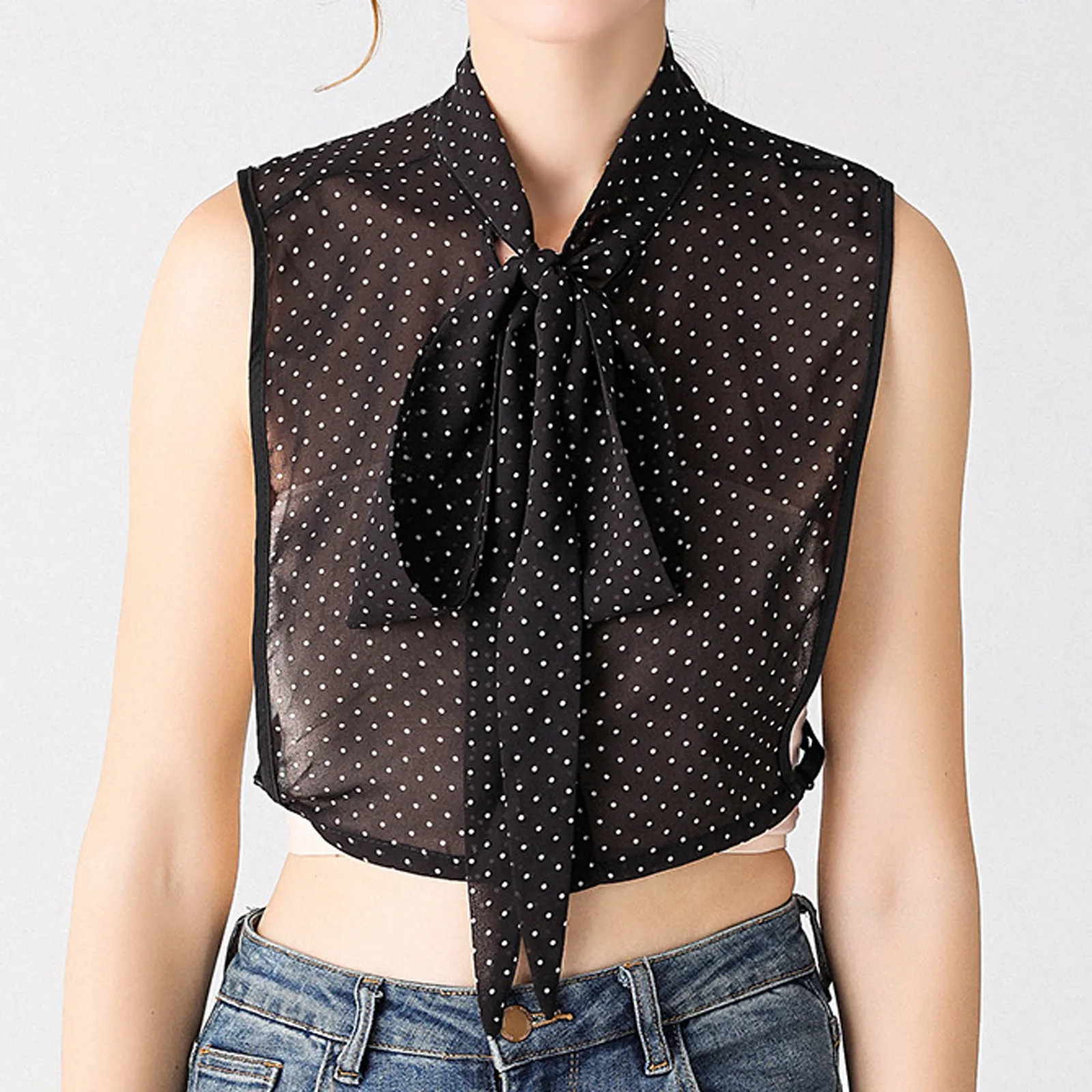 Женская рубашка в горошек с бантиком, накладной воротник, галстук, хлопковая Съемная накладная рубашка с воротником с лацканами, Осенний декоративный свитер
Женская рубашка в горошек с бантиком, накладной воротник, галстук, хлопковая Съемная накладная рубашка с воротником с лацканами, Осенний декоративный свитер