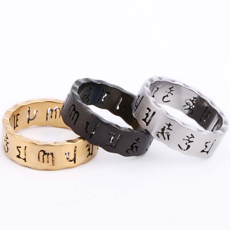 Titanium Steel Jewelry Cut Six Character Proverb Punk Men's And Women's Stainless Steel Rings For Parties
Titanium Steel Jewelry Cut Six Character Proverb Punk Men's And Women's Stainless Steel Rings For Parties