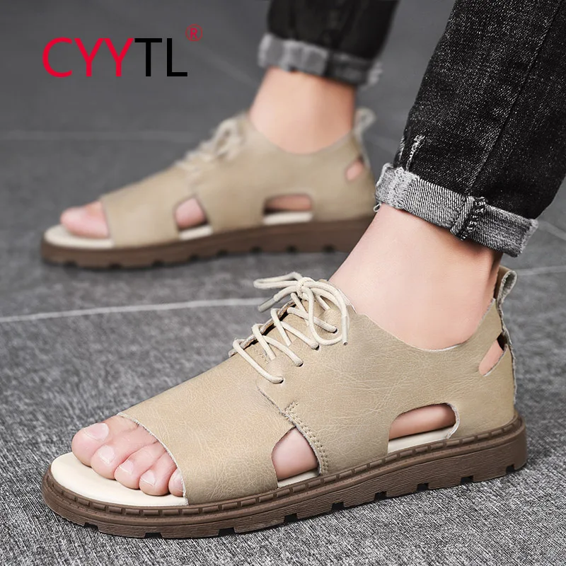Сандалии CYYTL мужские с открытым носком, модные кожаные спортивные тапочки на шнуровке, Повседневная пляжная уличная Удобная офисная обувь, ... 
Сандалии CYYTL мужские с открытым носком, модные кожаные спортивные тапочки на шнуровке, Повседневная пляжная уличная Удобная офисная обувь, ...