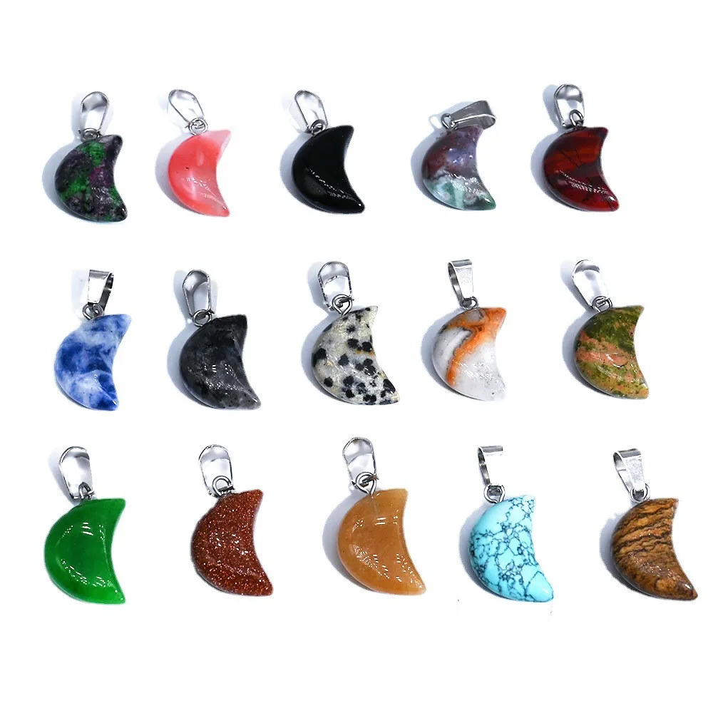 Natural Stone Crystal Agate Mini Moon Pendant Necklace Healing Gift
Natural Stone Crystal Agate Mini Moon Pendant Necklace Healing Gift