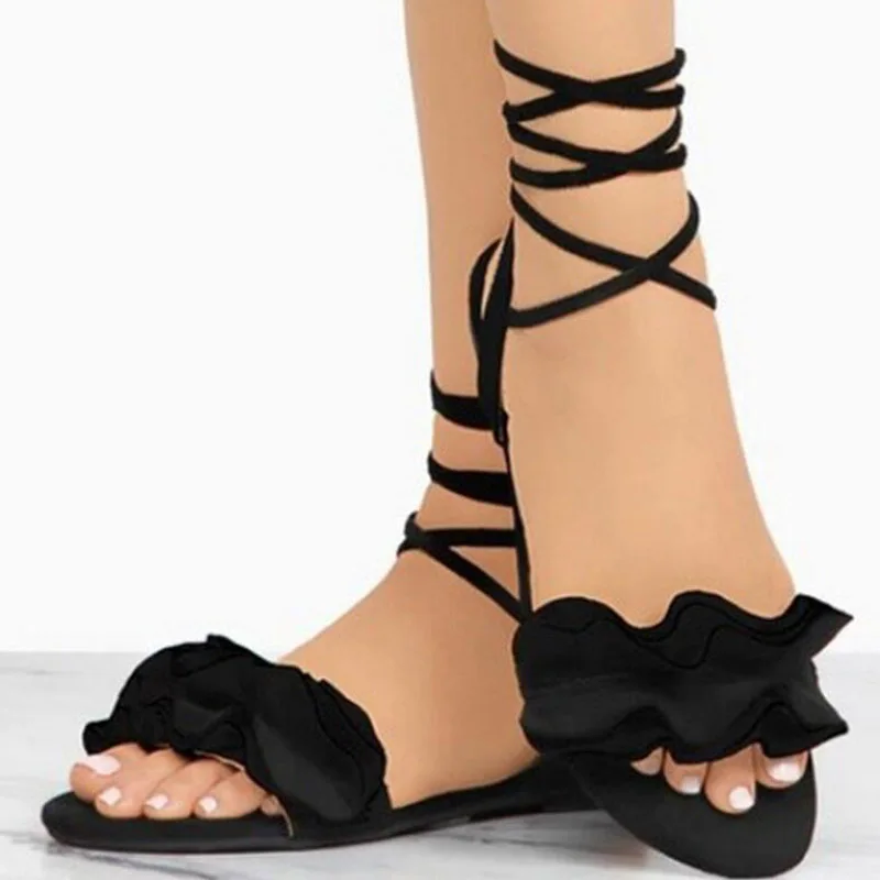 Sexy lace up woman summer sandals cross-tied gladiator Zapatos Mujer sapato ladies women flats casual shoes beach ruffle flower
Sexy lace up woman summer sandals cross-tied gladiator Zapatos Mujer sapato ladies women flats casual shoes beach ruffle flower