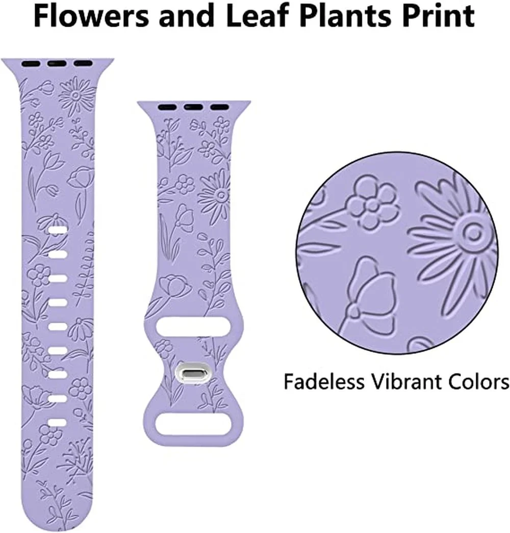 Lovely Flower Pattern Soft Silicone Carved Wristband Replaces Compatible for Apple Watch Strap 38mm 40mm 41mm Women Sports Strap
Lovely Flower Pattern Soft Silicone Carved Wristband Replaces Compatible for Apple Watch Strap 38mm 40mm 41mm Women Sports Strap