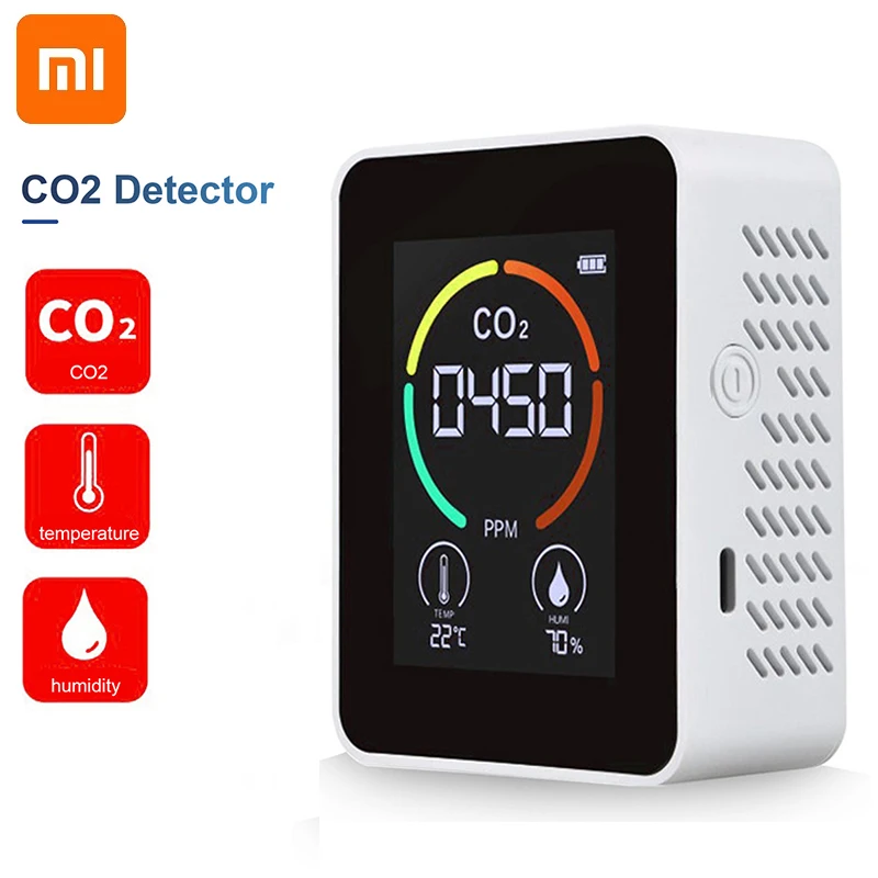 

Измеритель температуры и влажности воздуха Xiaomi Air CO2, цифровой тестер качества воздуха, датчик диоксида углерода, детектор TVOC