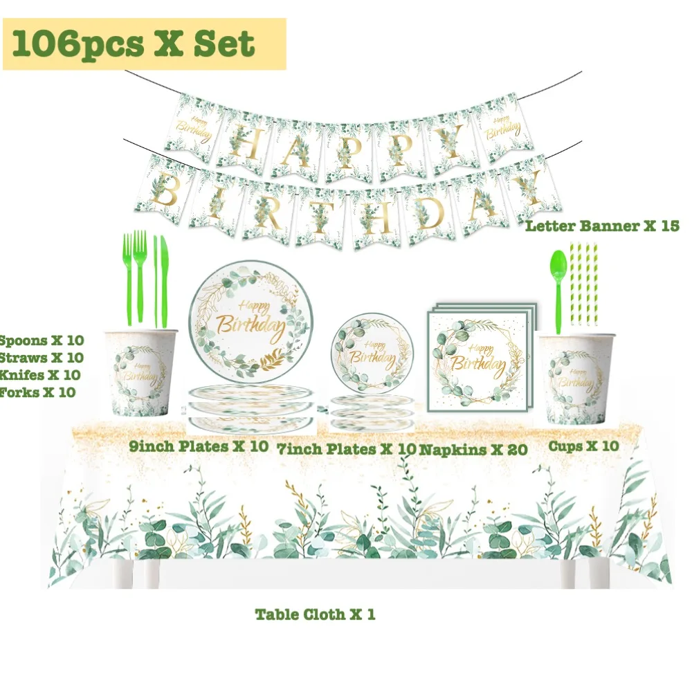 Happy Birthday Set 106Ppcs Banners Napkins Cups For Birthday Babyshower Wedding Childrens Day Dinner School Day Celebrations 
Happy Birthday Set 106Ppcs Banners Napkins Cups For Birthday Babyshower Wedding Childrens Day Dinner School Day Celebrations