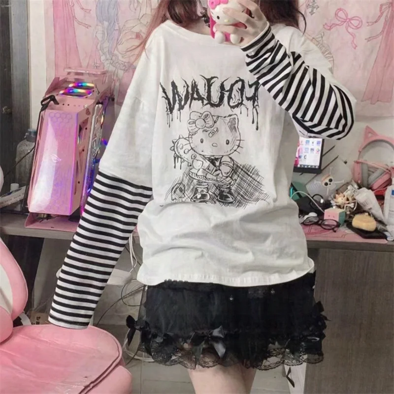 Hello Kitty Kawaii Sweet and Cool Top Womens New Early Autumn Retro Cartoon Cartoon Loose Student Cute Girl Long Sleeve T-Shirt
Hello Kitty Kawaii Sweet and Cool Top Womens New Early Autumn Retro Cartoon Cartoon Loose Student Cute Girl Long Sleeve T-Shirt