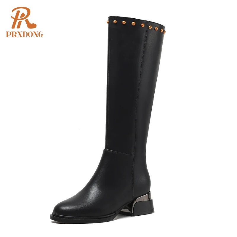 PRXDONG Ladies Autumn Winter Warm Knee High Boots Genuine Leather Black Apricot Rivets Dress Casual Female Long Boots Size 35-43
PRXDONG Ladies Autumn Winter Warm Knee High Boots Genuine Leather Black Apricot Rivets Dress Casual Female Long Boots Size 35-43