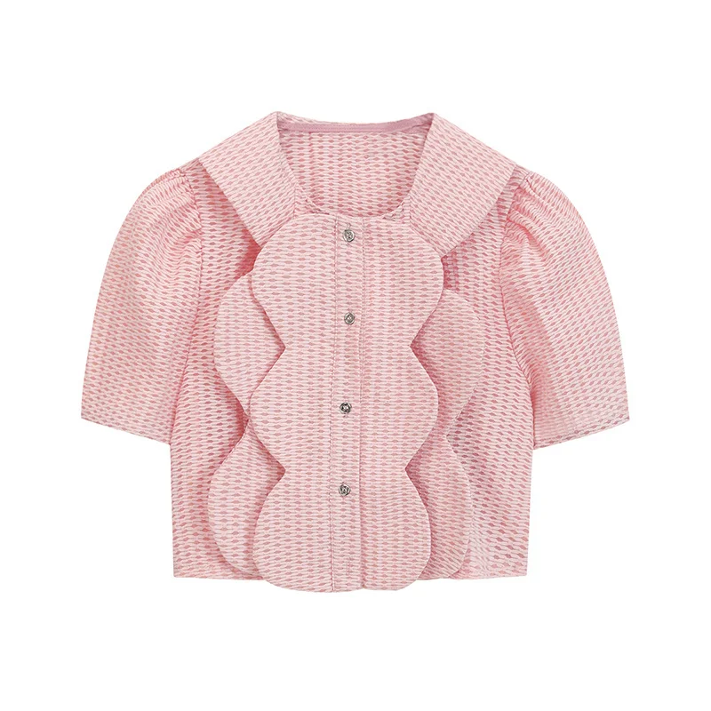 Sweet Round Neck Solid Color Puff Sleeve Single Breasted Plaid Short Shirt Women 2022 Autumn Trend Design Pullover Blouse M915
Sweet Round Neck Solid Color Puff Sleeve Single Breasted Plaid Short Shirt Women 2022 Autumn Trend Design Pullover Blouse M915