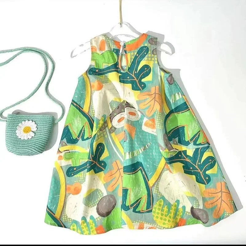 Beach Style Floral Girl Dress Summer 2022 O-Neck Sleeveless Green A-Line Loose Children Clothing Top Quality
Beach Style Floral Girl Dress Summer 2022 O-Neck Sleeveless Green A-Line Loose Children Clothing Top Quality