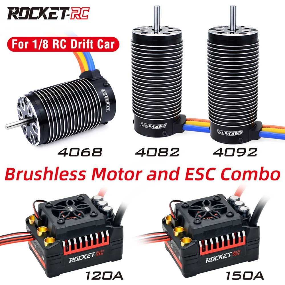 SURPASS HOBBY Rocket-RC 4092/4082/4068 Brushless Motor 120A/150A ESC for 1/8 RC Drift Racing Monster Truck Off Road On Road Car
SURPASS HOBBY Rocket-RC 4092/4082/4068 Brushless Motor 120A/150A ESC for 1/8 RC Drift Racing Monster Truck Off Road On Road Car