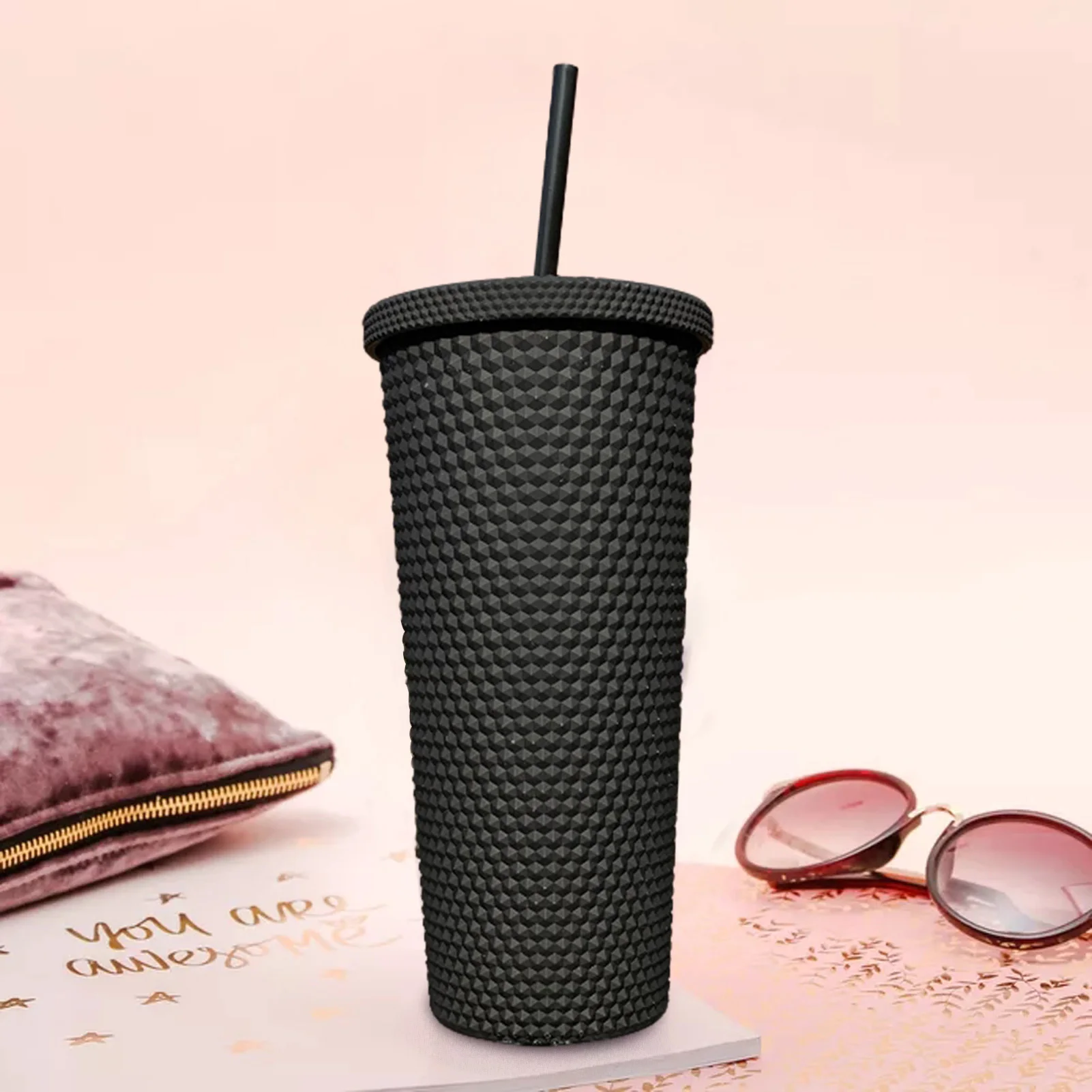 Water Bottle Tumbler 22oz Studded Water Cup With Lid And Straw Reusable Water Bottle Double Walled For Home Office Travel
Water Bottle Tumbler 22oz Studded Water Cup With Lid And Straw Reusable Water Bottle Double Walled For Home Office Travel