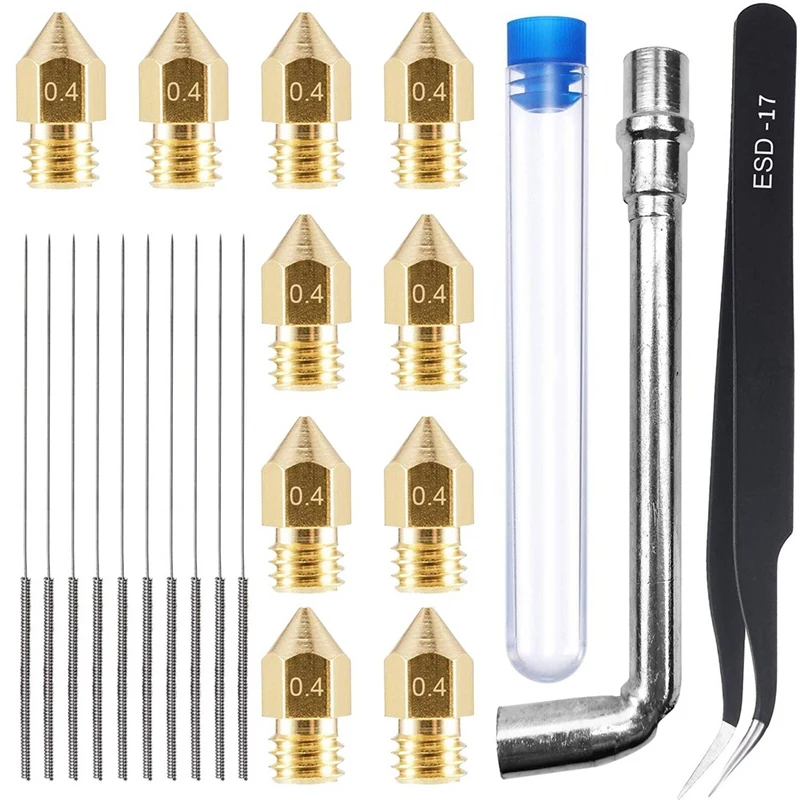 Replacement Nozzles With 10Pcs MK8 0.4Mm 3D Printer Brass Nozzles Extruder For 3D Printer Accessories
Replacement Nozzles With 10Pcs MK8 0.4Mm 3D Printer Brass Nozzles Extruder For 3D Printer Accessories