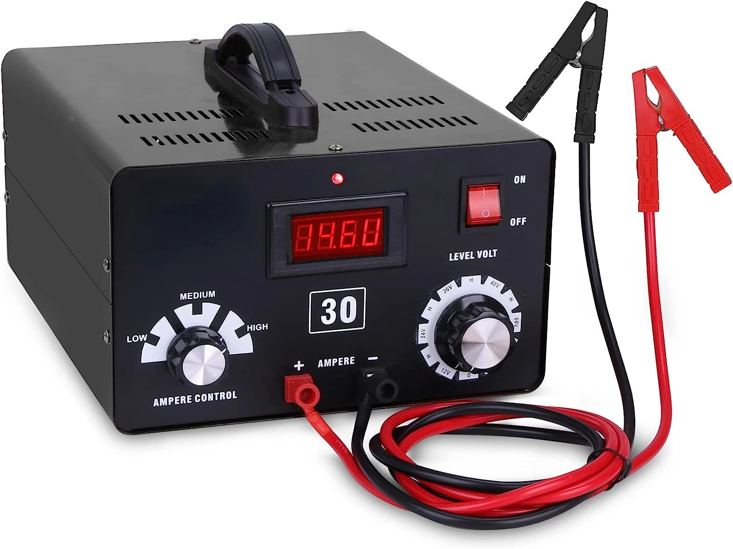 Voltage Battery Charger 12V 24V 36V 48V 60V 72V for Lead-Acid and Lithium-ion Battery,Trickle and Desulfator, 19lb, Black
Voltage Battery Charger 12V 24V 36V 48V 60V 72V for Lead-Acid and Lithium-ion Battery,Trickle and Desulfator, 19lb, Black