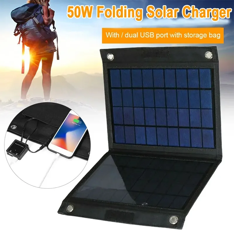 NEW Portable 50W 12V Folding Solar Panel Dual USB Battery Charger for Car RV Boat Vans Camping Hiking Power Bank Phone Charger
NEW Portable 50W 12V Folding Solar Panel Dual USB Battery Charger for Car RV Boat Vans Camping Hiking Power Bank Phone Charger