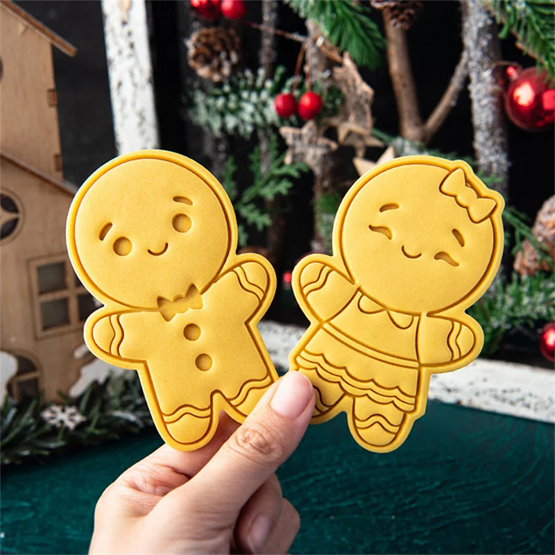 

Large Christmas Gingerbread Man Cookie Cutter Mold Gingerbread Boy/Girl Biscuit Fondant Embosser Stamp DIY Party Cake Decoration