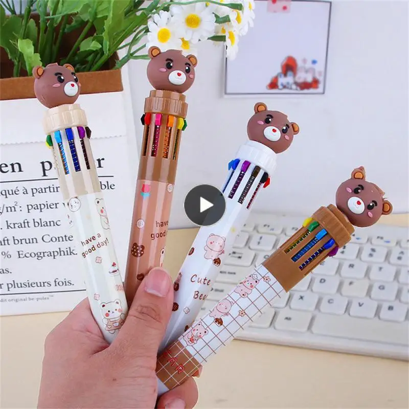 Cute Press Pens Cartoon Bear Press Head Multicolor Ballpoint Pen Freely Switch Color Animal Ballpen Write Stationery 0.022g
Cute Press Pens Cartoon Bear Press Head Multicolor Ballpoint Pen Freely Switch Color Animal Ballpen Write Stationery 0.022g